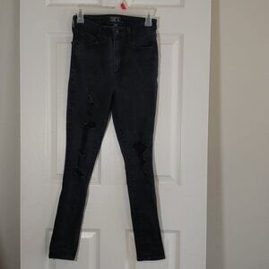 Abercrombie & Fitch Distressed High Rise Super Skinny Black Jeans Size 4